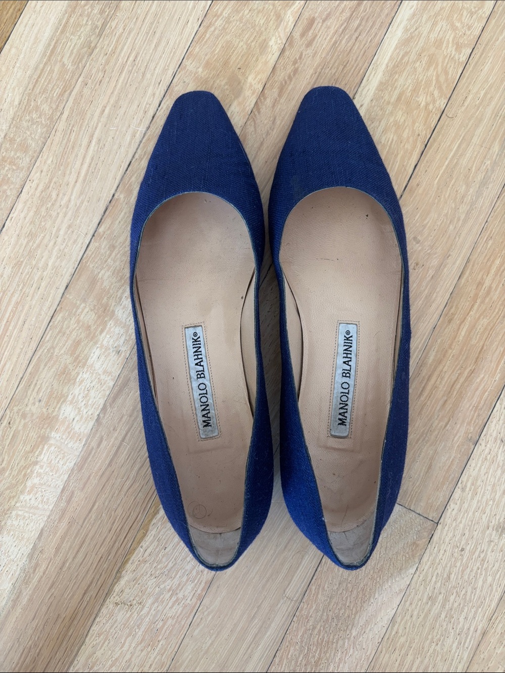 VINTAGE Manolo Blahnik Deep Blue Pointed Toe Flats